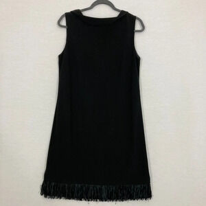Joseph Ribkoff Black Cowl Neck Sleeveless Fringe Evening Dress size 10